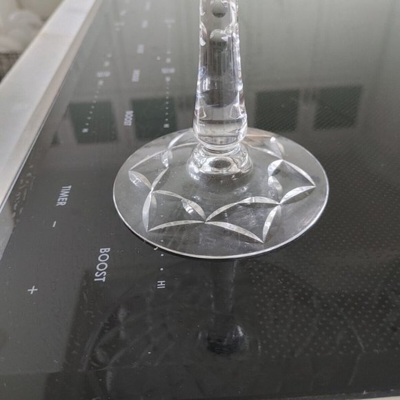 Antique Vintage Pair Crystal Glass Pedestal serving Stand 7 1/4”  6" tall 1940's - Picture 3 of 8